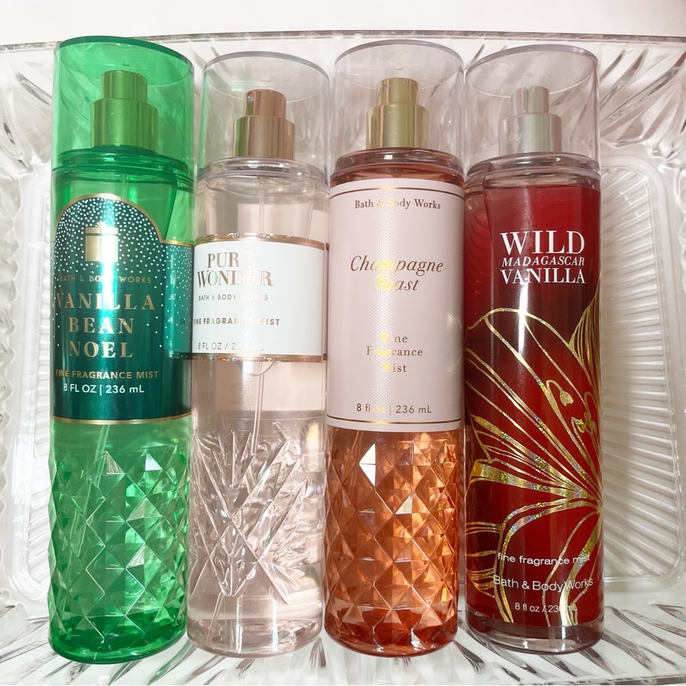 BATH AND BODY WORKS FINE FRAGRANCE MIST SPRAY 8 oz, 4 pieces